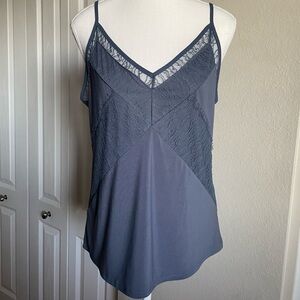 WHBM Sleeveless Lace Tank Top Women’s M Blue Camisole Y2K Lingerie Romantic Fray